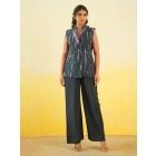 Black Shibori Dyed Cotton Poplin Co-ord Set- Set of 2