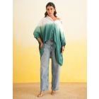 White Green Ombre Dyed Muslin Shirt