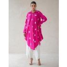 Pink Bandhani Tie and Dye Muslin Kurta