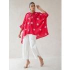 Red Bandhani Tie and Dye Muslin Kaftan Shirt