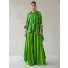 Green Bandhani Tie and Dye Muslin Co-ord Set- Set of 2