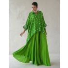 Green Bandhani Tie and Dye Muslin Kaftan Shirt