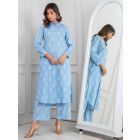 Blue Printed Cotton Kurta with Palazzo - Set of 2