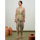Pink Printed Cotton Silk Co-ord Set- Set of 2