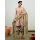 Pink Printed Cotton Silk Suit- Set of 3