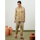 Yellow Printed Cotton Silk Co-ord Set- Set of 2