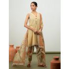 Yellow Printed Cotton Silk Suit- Set of 3