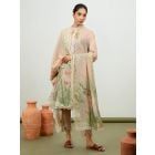 Pink Printed Cotton Silk Suit- Set of 3