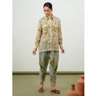 Sky Blue Printed Cotton Silk Co-ord Set- Set of 2