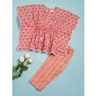 Pink Hand Block Printed Cotton Nightwear- Set of 2