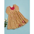 Yellow Hand Block Printed Cotton Dress