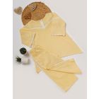 Lemon Yellow Lace Work Cotton Slub Co-ord Set- Set of 2