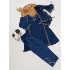 Blue Embroidered Chanderi Silk Suit- Set of 3