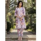 Multicolor Printed Muslin Kurta with Pants- Set of 2