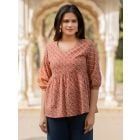 Peach Printed Cotton Top