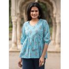 Sky Blue Printed Cotton Top