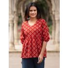 Red Printed Cotton Top