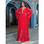 Red Bandhej Georgette Kaftan