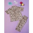 Brown Hand Block Printed Cotton Unisex Nightwear - Set of 2
