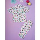 White Hand Block Printed Cotton Unisex Nightwear - Set of 2
