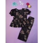 Black Hand Block Cotton Printed Co-ord Set - Set of 2
