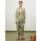 Sky Blue Printed Cotton Silk Co-ord Set- Set of 2