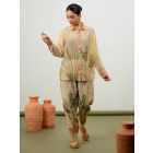 Yellow Printed Cotton Silk Co-ord Set- Set of 2