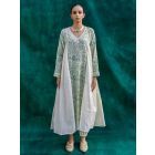 Off White Green Printed Organic Cotton Kurta