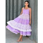 Purple Hand Block Printed Kota Dress