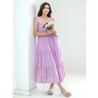 Purple Checkered Cotton Dress