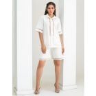 White Lace Work Poplin Shorts