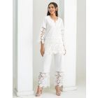 White Lace Work Poplin Co-ord Set- Set of 2