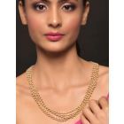 Gold Plated White Handcrafted Brass Layered Necklace