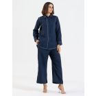Navy Blue Linen Co-ord Set - Set of 2
