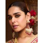 Gold Plated Red Handcrafted Brass Earrings