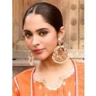 Gold Plated White Handcrafted Brass Earrings