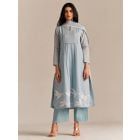 Powder Blue Embroidered Cotton Mul Suit - Set of 3