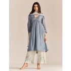 Grey Embroidered Bemberg Silk Suit - Set of 3