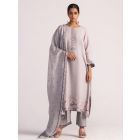 Grey Woven Bemberg Silk Thread Work Suit - Set of 3