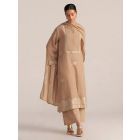 Beige Woven Viscose Jacquard Suit- Set of 3