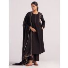 Black Thread Embroidered Chanderi Mul Suit - Set of 3
