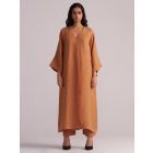 Rust Linen Kurta with Pants- Set of 2
