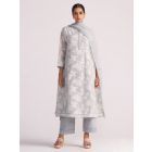 Grey Woven Viscose Jacquard Suit - Set of 3