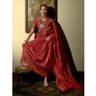 Maroon Zari Striped Cotton Saree