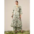 Pista Green Printed Cotton Suit- Set of 3