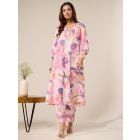 Pink Printed Cotton Kurta with Pants- Set of 2
