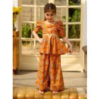 Yellow Printed Cotton Kurta with Sharara- Set of 2