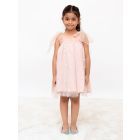 Peach Embroidered Net Dress