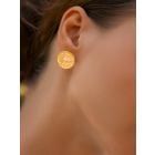 Gold Plated Orange Handcrafted Brass Stud Earrings