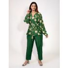 Green Printed Cotton Silk Co-ord Set - Set of 2